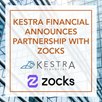 A graphic announcing the partnership between Kestra Financial and Zocks. The graphic reads "Kestra Financial announces partnership with Zocks" the graphic also contains the Kestra Financial and Zocks logos.